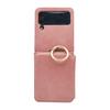 Para Samsung Zflip4 caso de couro cartão de telefone caso Samsung Zflip5 bezerro padrão dobrável tela stand phone case