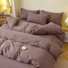 Juego de cuatro piezas 13376 de algodón 100% clase A, color liso, sábana plana, sábana ajustable, funda de edredón, juego de tres piezas 100% algodón para dormitorio estudiantil