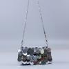 Outono e Inverno Novo Handmade Handmade Anel Suspenso Horizontal Bolsa de Telefone Móvel Prata Brilhante Filme Moda Cadeia Coquetel Jantar Crossbody Bag