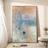 Pintura a Óleo Decorativa Monet, Pintura para Pendurar no Hall de Entrada, Impressão do Nascer do Sol, Arte de Parede para Corredor, Pintura Famosa Mundial, Pintura de Chão para Sala de Estar