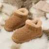 Pantuflas de algodón de caña alta con talón cerrado para mujer, para usar en exteriores en invierno, forro polar tipo teddy con acolchado adicional para abrigar, suela gruesa antideslizante, para la casa y la nieve, zapatos de algodón esponjosos