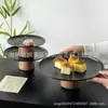 Plato Alto para Postre de Acero Inoxidable Negro Transfronterizo Plato para Pastel Dulces Bandeja para Postre Té de la Tarde Bandeja para Llaves