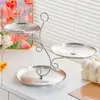 Soporte para Tartas de Acero Inoxidable de Lujo Ligero de Tres Niveles, Plato de Frutas Sencillo, Charola para Dulces para el Hogar, Charola de Almacenamiento de Postres y Snacks Multicapa