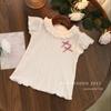 Verão fino japonês e coreano princesa estilo camisa infantil de algodão classe uma linda menina bebê assentamento camiseta de manga curta