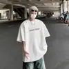 Camiseta Masculina Verão Acolchoada nos Ombros Peso Pesado Americana Design Metálico Nicho Manga Curta Sensação de Alto Padrão Bad Boy Meia Manga