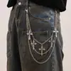 Corrente de Calça Transversal Europeia e Americana Corrente Cruzada Hip-Hop Corrente de Cintura Cruzada em Camadas Acessórios de Corrente de Cintura Metálica Gótica
