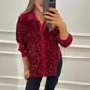 2025 Estación Independiente Transfronteriza Aliexpress Amazon_Otoño e Invierno S Moda Manga Larga Holgada Casual Camisa con Lentejuelas