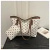 Bolso tote de lunares dulce y chic estilo coreano, nuevo conjunto de dos piezas, bolso de hombro, gran capacidad, casual, bolso de mano para estudiante