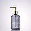 Botella de Lavado de Manos de Rayas Verticales de Alta Calidad, Vidrio Espeso, Botella Dispensadora Multifuncional para Loción y Gel de Ducha, Botella de Vidrio Resistente a la Humedad y al Calor