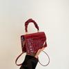 Bolso Cuadrado Pequeño con Patrón de Cocodrilo Distintivo Simple 2024 Otoño Nuevo Moda Trendy Nicho Bolso Cruzado Elegante Bolso de Hombro