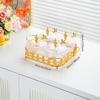 Plato de Frutas, Sala de Estar, Plato para Snacks Casero con Cuchara, Lujo Accesible, Mesa de Centro Rayada de Alta Gama, Refresco, Compartimento para Dulces, Plato para Frutos Secos