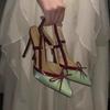 Sandalias de Punta para Mujer 2024, Tacones de Aguja, Zapatos de Tacón Alto Estilo Francés para Mujer con Bolso de Lazo, Nuevo Temperamento Sexy