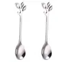 Cuchara de Café Hoja de Acero Inoxidable Vajilla Cucharas de Postre, Remover, Mezclar, Azúcar, Revolver, Helado, Pastel, Cucharadita 4.7 pulgadas Plata