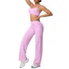Conjunto de Yoga y Fitness Cruzado por Delante y por Detrás a Prueba de Golpes, Sujetador Adelgazante de Cintura Alta, Amigable con la Piel, Pantalones de Pierna Ancha para Yoga Naked