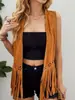 Comercio exterior europeo y americano SHEIN nueva chaqueta de mujer con estampado floral y flecos, chaleco cárdigan de longitud media casual y elegante