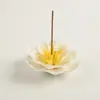Incensário de Flor de Peônia Artesanal com Base de Flor de Cerâmica Colorida em Degradê, Ornamento de Aromaterapia para Mesa de Casa Presente