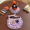 Babero de Halloween para Mascotas, Set de Sombrero Divertido de Cabeza de Calabaza para Gato y Collar, Decoración Fotográfica de Fantasma Osito para Perro