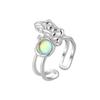 Anillo de apertura de doble capa de piedra lunar plisada de viento frío de metal Dongdaemun, nuevo anillo de joyería de dedo índice de moda