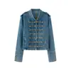 Ins Transfronterizo Europeo y Americano 2026 Nueva Moda Elegante Ropa de Mujer al por Mayor Chaqueta Corta de Mezclilla Estampada Botonada de Doble Botonadura
