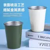 Copo de Café Camada Única Enrolado Transfronteiriço Copo de Água para Churrasco ao Ar Livre Copo de Cerveja de Aço Inoxidável 304 Estilo Portátil para Camping Atacado