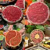 Prato Redondo de Melamina para Hot Pot de Carne de Chaoshan, Prato Especial para Apresentação de Carne Fresca Cortada, Suporte Criativo em Pé para Fatias de Carne