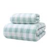 Toalla de baño japonesa de coral polar, simple, a cuadros, absorbente, gruesa y suave, de dos piezas, venta al por mayor
