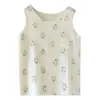 Top de pijama de gasa de algodón puro de doble capa fino para primavera y verano, pieza única para mujer, chaleco sin mangas dulce de dibujos animados, ropa de estar de algodón
