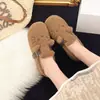 Nuevos estilos de otoño e invierno: Pantuflas cálidas y lindas estilo Birkenstock con temática de gato, pantuflas de interior con tacón, pantuflas de algodón antideslizantes y pantuflas peludas fáciles de poner.