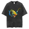 Camiseta de Línea Garabateada Gráfico Creativo de Graffiti Algodón Corto