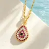 Colar Pingente Geométrico de Cobre com Microincrustação de Zircônia Estilo Europeu e Americano para Mulheres Moda Versátil Corrente para Clavícula Olho de Hórus Joias