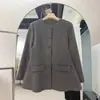 Ropa de Otoño para Mujer, Versátil y Elegante para el Trabajo, con Sentido del Diseño, Color Sólido, de Botones Sencillos, Cuello Redondo, Mangas Largas, Abrigo que Ceñe la Cintura, Abrigo de Lana
