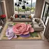 Alfombra de terciopelo de cristal con flor grande 3D transfronteriza para sala de estar, alfombra completa para habitación infantil, alfombra decorativa para dormitorio, manta de noche, venta al por mayor