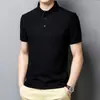 Nova camiseta masculina de manga curta de verão, polo de algodão fino para negócios com gola para homens