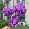 Rosa noruega artificial de 3 cabezas, flores artificiales para boda y decoración del hogar, venta al por mayor