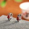 Aretes de calabaza de ágata roja del sur con incrustaciones de plata esterlina s925, aretes simples de nicho personalizados para mujer