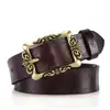 Cinto Decorativo Largo Feminino Vintage Feito de Couro Bovino Genuíno de Camada Superior para Jeans, Couro Genuíno Versátil Moda Tendência Personalidade