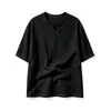 Estilo Old Money Verão Novo Top Masculino com Aparência de Linho, Leve e Respirável, Camiseta de Manga Curta com Decote V Pequeno, Camiseta de Manga Meia-Manga Tamanho Grande, Tendência