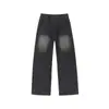 Jeans de mezclilla personalizados/otoño nuevos de alta costura con salpicaduras para hombre, pierna recta, versátiles, talla grande, negro y azul
