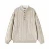 Suéter Cableado Vintage Yidao 2026 Otoño Nuevo Estilo Japonés Retro Old Money Falso Dos Piezas Cuello Henley para Hombre