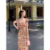 Vestido Floral com Mangas Leves para Mulheres, Novo Estilo Tendência Verão 2026, Vestido Longo Elegante Estilo Francês para Férias na Praia