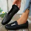 Estilo europeo y americano, zapatos planos de moda de talla grande con punta redonda, diseño sin cordones, hebilla metálica retro, zapatos casuales, disponibles para venta transfronteriza