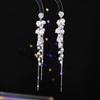 Brincos de pérolas de borla atmosférica elegantes e luxuosas de alta qualidade S925 Brincos de pino de prata Brincos longos de corda de uva para mulheres