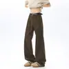 Calça Jeans Casual Masculina Cor Café Maillard Corte Diagonal Algodão Lavado 2026 Novo Solta Emagrecedora Cargo Perna Reta Roupa Masculina