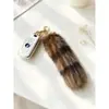 Chaveiro de Pelúcia de Cauda de Guaxinim Falsa para Mulheres Chaveiro de Carro Pingente de Pele Decoração Spicy Girl Acessórios de Bolsa Guaxinim de Água