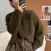 Suéter de terciopelo sintético de visón para mujer otoño e invierno 2023 nuevo cuello redondo jersey estilo perezoso estilo coreano manga larga top de punto moda
