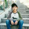 Camiseta de Manga Longa com Estampa de Animal Cartoon para Meninos da Primavera e Outono Novo Estilo para Crianças Pequenas e Médias Algodão Lycra Camiseta Básica de Gola Redonda para Crianças