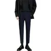 Pantalones de vestir cropped ajustados para hombre talla grande, pantalones de vestir casuales rectos de moda con efecto de caída