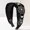 Faixa de Cabelo He Ming Estilo Novo Transfronteiriço Estilo Corte Flor de Strass Pérola Quente Versão Larga Faixa de Cabelo Personalidade Criativa Luxo Acessórios de Cabelo para Mulheres