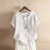 Blusas de Algodón y Lino para Mujer Transfronterizas, Camisetas Casuales Holgadas Tallas Grandes, Camisas Versátiles de Manga Corta Adelgazantes Más Vendidas en Amz