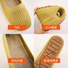 Zapatos de Punto de Una Capa Jinbukang para Mujer Primavera y Verano Nuevo Estilo Slip-on Doudou Punta Cuadrada Boca Baja Tejido Volador Plano Transpirable Suela Blanda Único